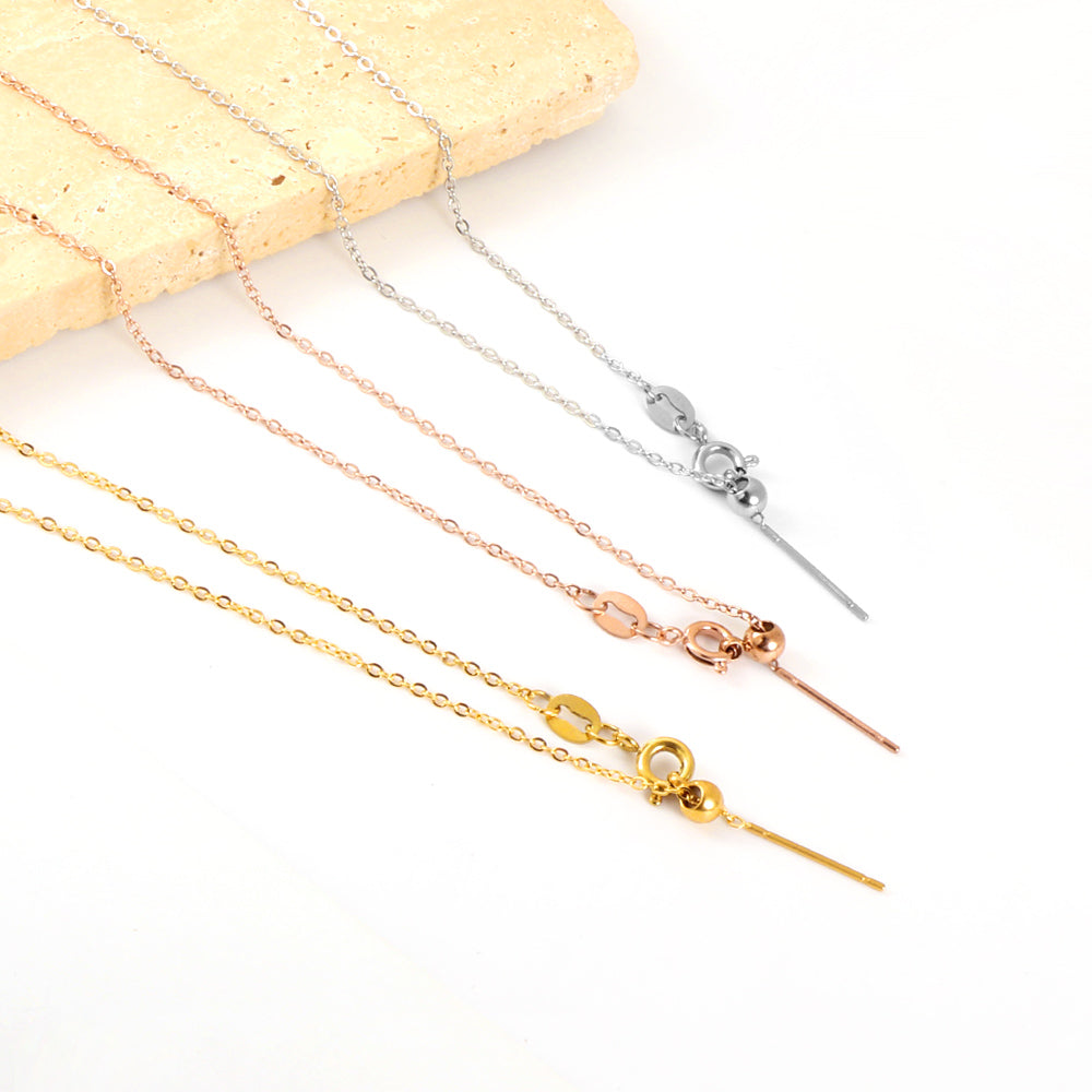 ASON 10pcs/bulk long necklace collar 1mm*45cm retractable joint clasp steel color & gold stainless steel necklace wholesale asonjewelry